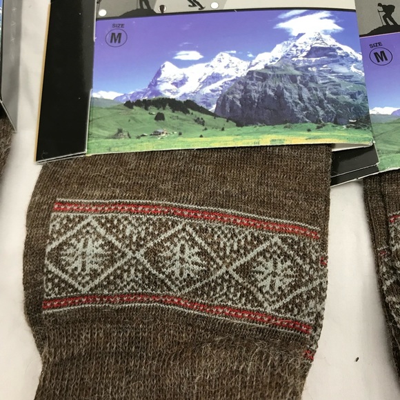 Alpaca 🦙 Socks Brown Fair Isle Nordic M Lot of 3 Made in Peru - Picture 12 of 13